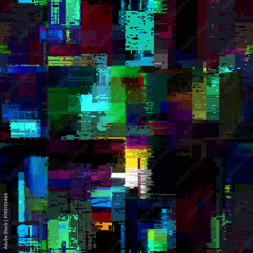 Aufkleber creative glitch texture. seamless vector pattern. grunge glitch dark colours background