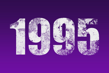 flat white grunge number of 1995 on purple background.