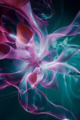 AI generated illustration of colorful vibrant Bizarre flowers in pink, purple, blue and turquoise