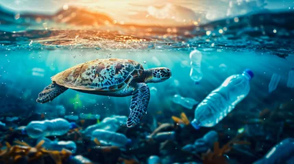 Foto op Plexiglas Trash dive: marine life in danger.  © Mariya Sorvacheva
