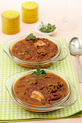 Red kidney beans with sausages.