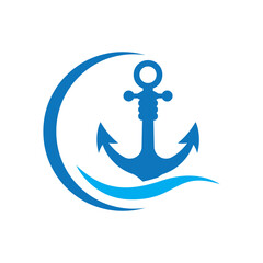 anchor logo design in sea waves