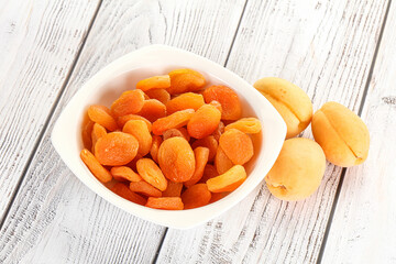 Dried apricot heap in the bowl