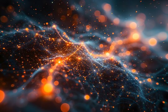 Abstract Cosmic Network in Minimalist Symphony. Concept Minimalist Art, Abstract Composition, Cosmic Theme, Geometric Elements, Interconnected Lines