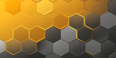 Gray and yellow gradient background with a hexagon pattern in a vector illustration