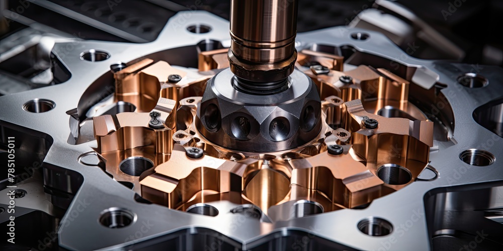 Poster advanced cnc machine performing laser cutting, demonstrating the cutting-edge technology used in ind