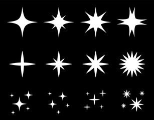 Obraz premium set of white glitter and highlights on a black background