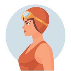 Swimming Sport Illustration Vector.   Girl swimmer in bathing suits and swimming caps. water sport and swimwear girl.