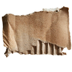 brown Cardboard Pieces Textured Background. Carton Piece with Copy Space, Ripped Kraft Paper , Brown Wrapping Vintage Paper Isolated Top View, isolated on a transparent background