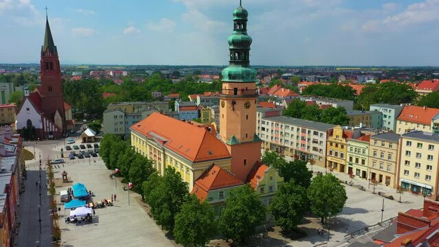 Market Square Olawa Ratusz Rynek Aerial View Poland