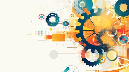Obraz premium A Colorful Abstract Background With Gears And Circles.
