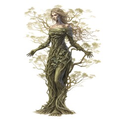 Illustration of a Dryad on a White Background
