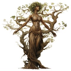 Illustration of a Dryad on a White Background