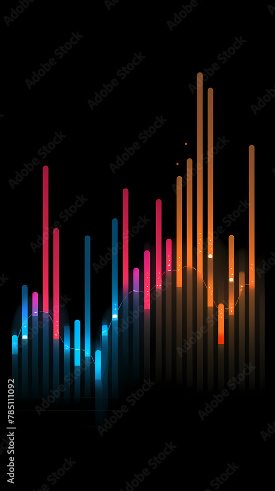 Poster sound wave curve with light particles