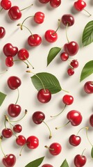 A Vertical Mobile Wallpaper Background With A Seamless Pattern of Cherries.