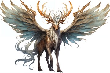 Illustration of the Peryton on a White Background