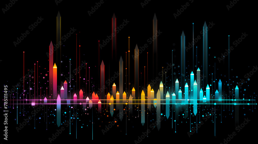 Poster sound wave curve with light particles