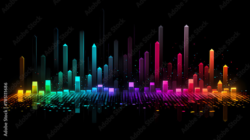 Poster sound wave curve with light particles