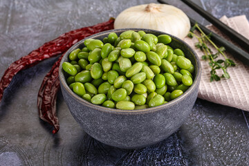 Bowl of delicious edamame beans