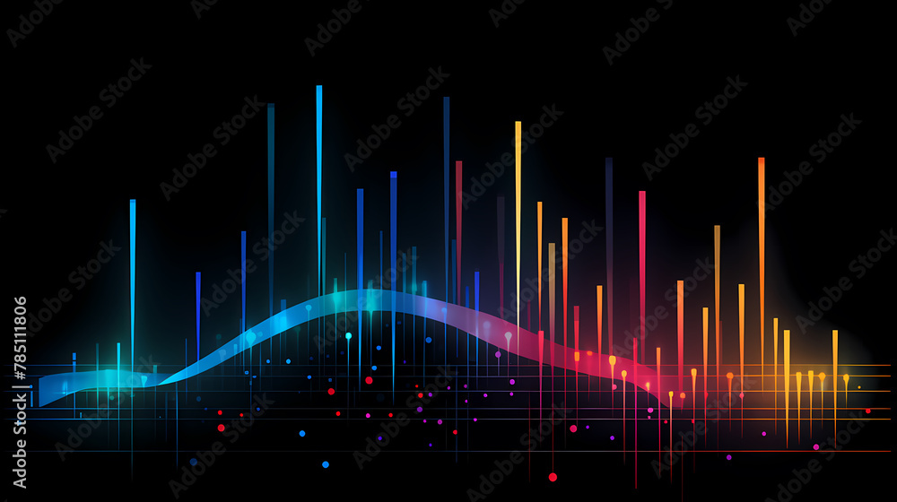 Poster sound wave curve with light particles