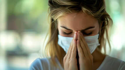 Young woman wearing protective mask due to coronavirus COVID-19