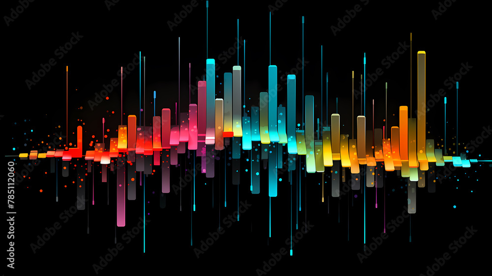 Poster sound wave curve with light particles