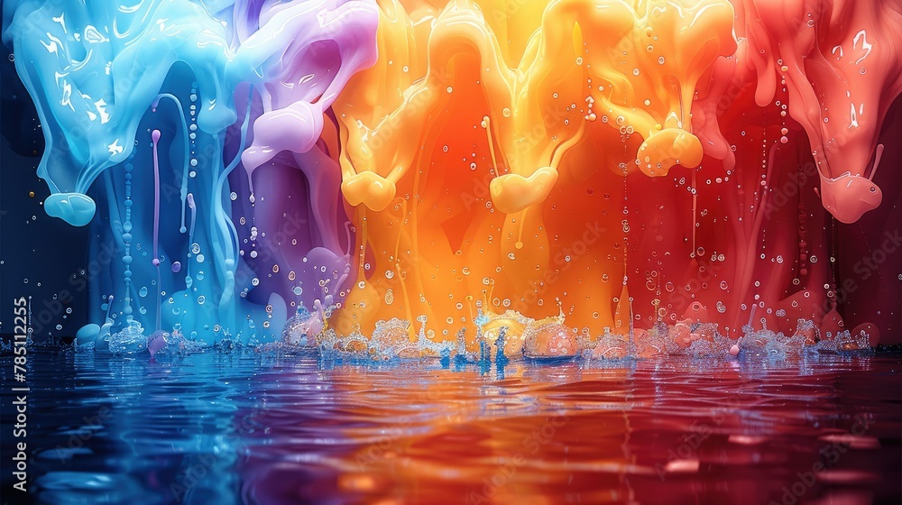 Aufkleber the ecstatic and colorful images created by the melting of colorful paint in the water. generative a