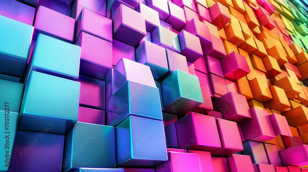 Poster design with perspective effect of 3d color cubes