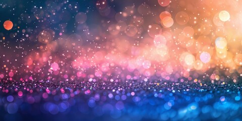 A vibrant abstract background of bokeh lights shimmering in purple and pink tones, conveying a...