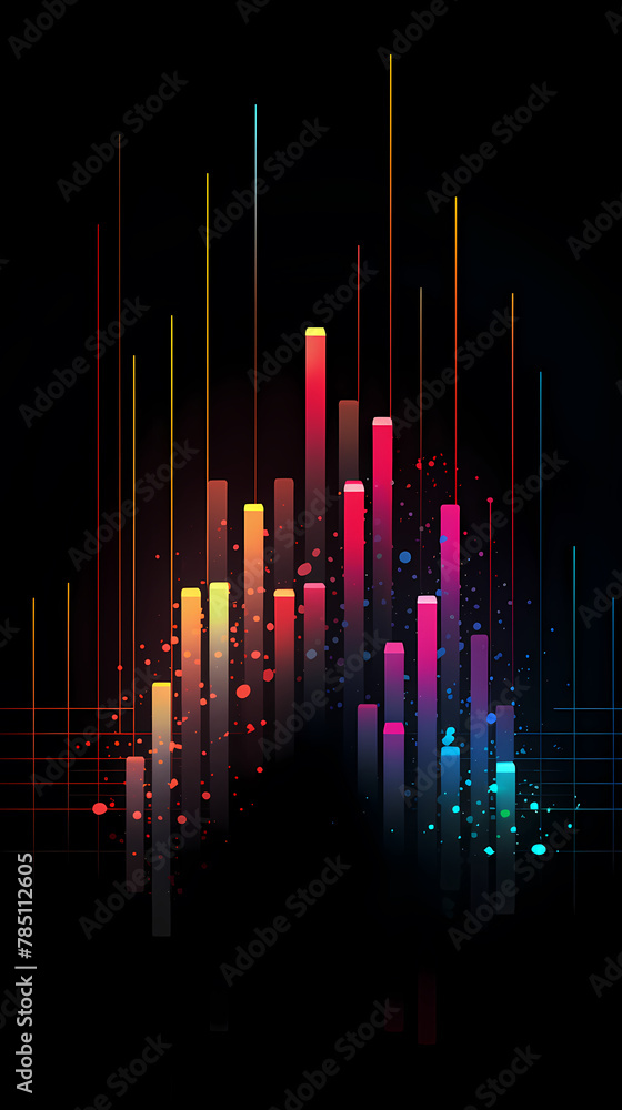 Poster sound wave curve with light particles