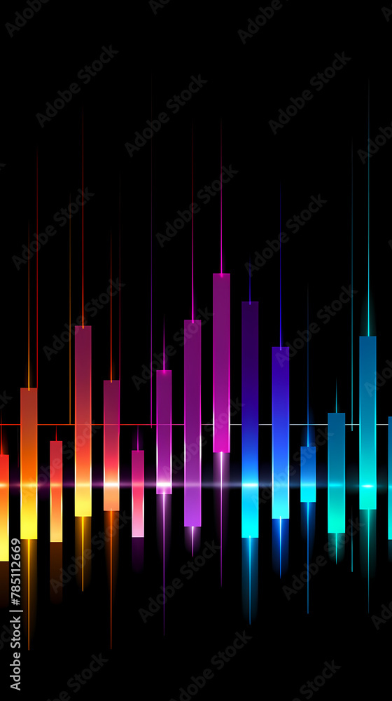Poster sound wave curve with light particles