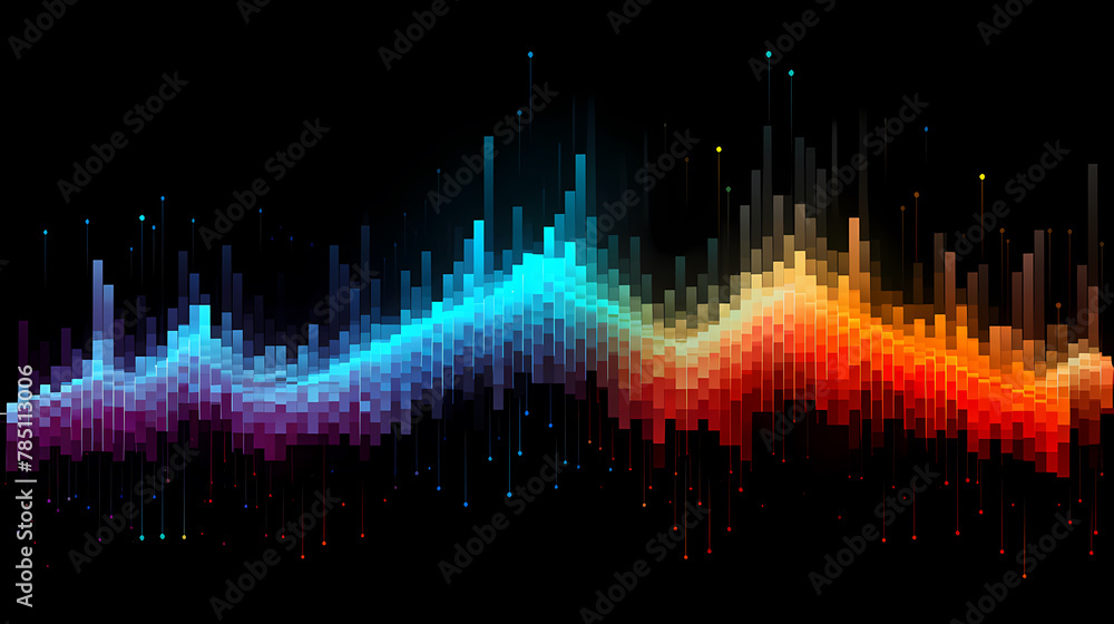 Poster sound wave curve with light particles