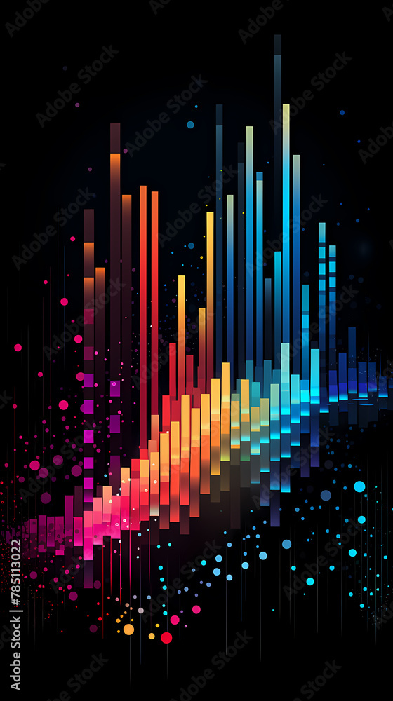 Poster sound wave curve with light particles