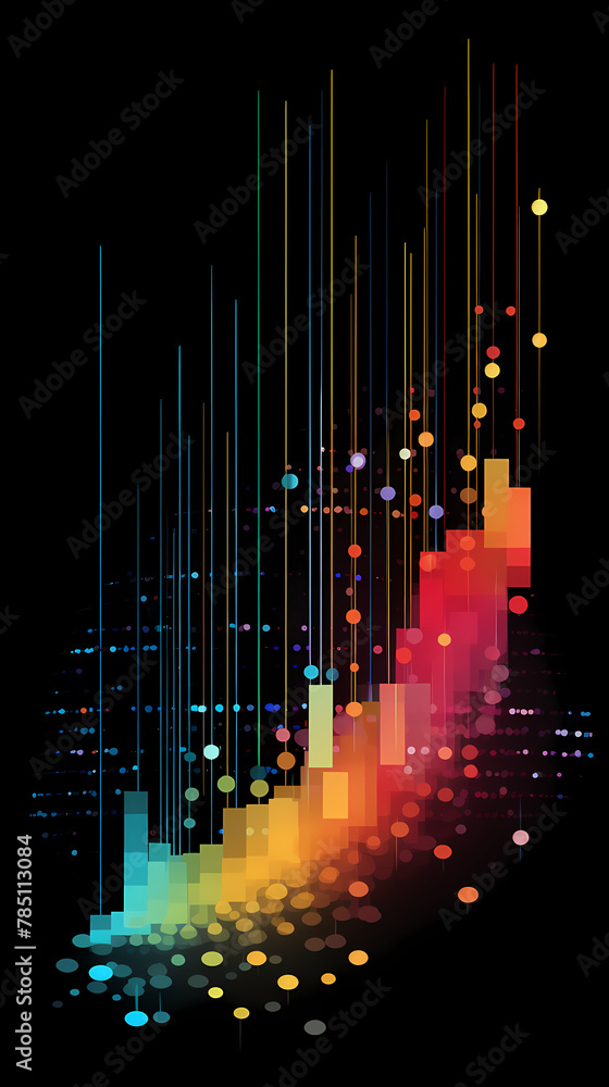 Poster sound wave curve with light particles