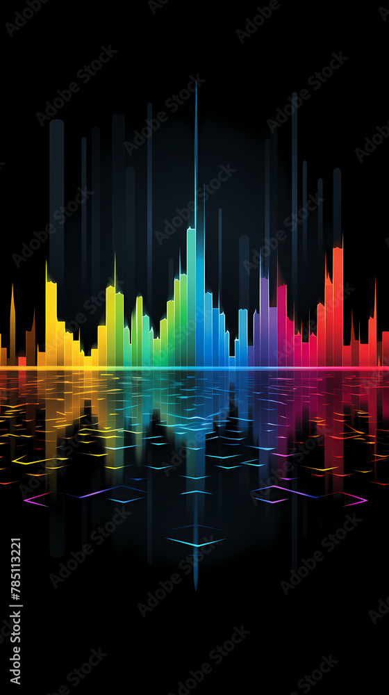 Poster sound wave curve with light particles