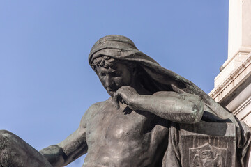 Allegorical statue of Thought at the pedestal of the Monument of Camillo Benso at Piazza Cavour....