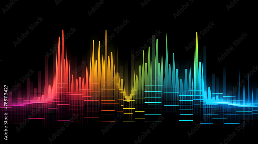 Poster sound wave curve with light particles