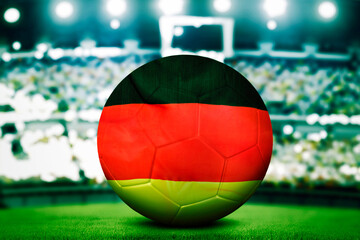 Closeup shot of a Germany soccer ball in a stadium