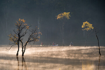February 5, 2023: view of Tuyen Lam lake, Da Lat city, Vietnam in autumn