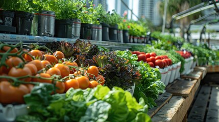 Fototapeta na wymiar Hydroponic urban gardens providing fresh produce in cities