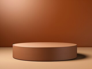 Brown minimal background with cylinder pedestal podium for product display presentation mock up in 3d rendering illustration vector design