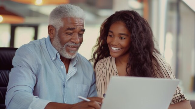Grandfather Teaching Granddaughter