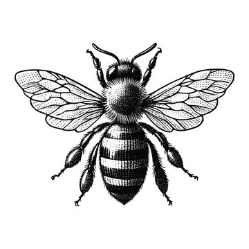 honey bee sketch old engraving vector illustration. hand drawn vintage honey bee old engraving vector illustration