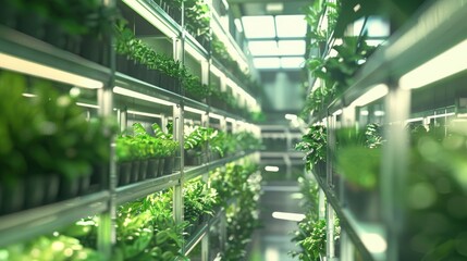 Indoor vertical farm using hydroponic technology for food production - obrazy, fototapety, plakaty