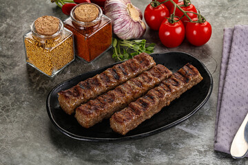 Grilled beef kebab minced meat