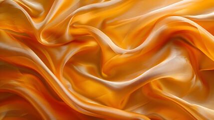 Luxury Silk Fabric Wallpaper with Wrinkles and Folds. Gold, Wavy Material Background.