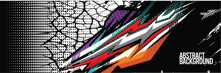 Car wrap decal designs. Abstract racing and sport background for racing livery or daily use car vinyl sticker. Vector eps 10.