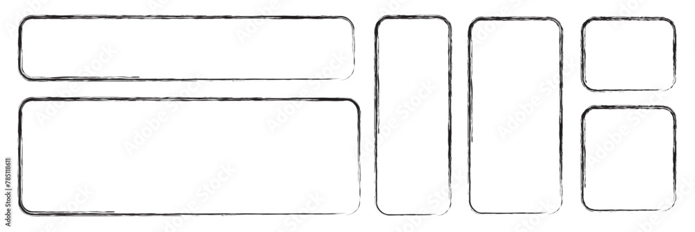 Poster grunge square and rectangle frames. ink empty black boxes set. rectangle borders collections. rubber