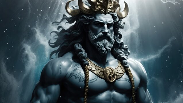 The sea king, Poseidon, god of the seas.