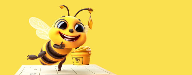 Bee With Honey Pot on World Bee Day 20 may